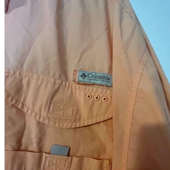 Columbia Performance Fishing Gear Men's Peach Button Down Short Sleeve Shirt XL - Picture 4 of 7